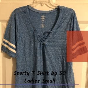 Ladies Small Blue T-Shirt Good Condition
